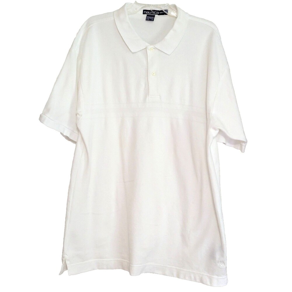 Nautica Men's XXL Solid White Pique Cotton Knit Short Sleeve Polo Shirt